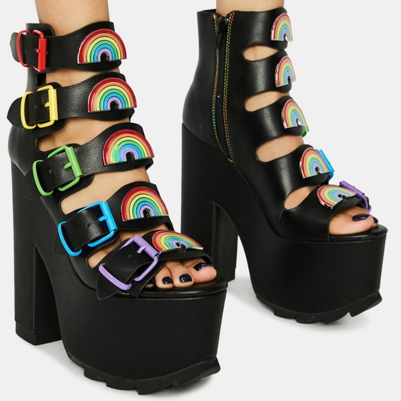 YRU Black Dreamscape Rainbow Platforms 7 - Picture 1 of 3
